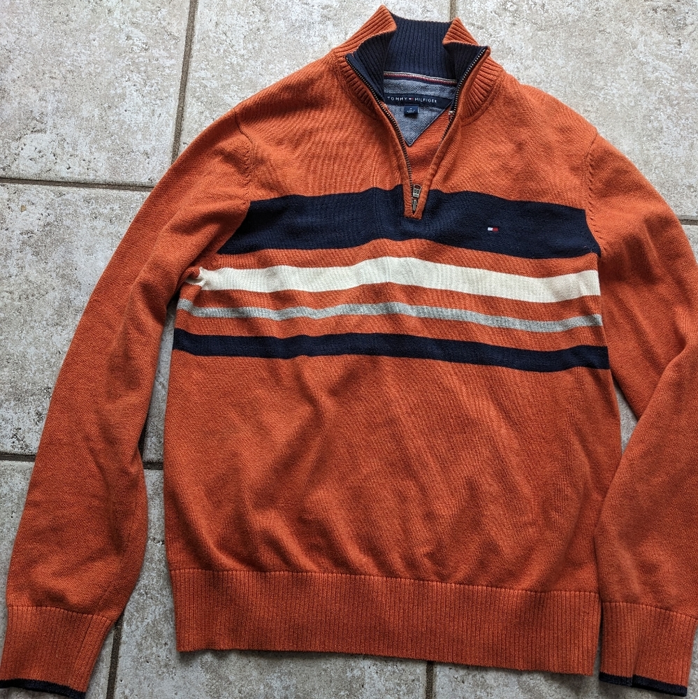 Tommy Hilfiger Orange Sweater for Men. Size Medium.